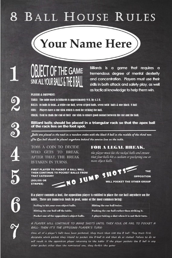 Pool Game Printable Eight Ball Rules of Eight Ball 