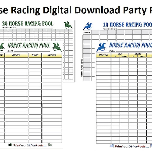 Horse Racing Party Betting Pack Printable for Kentucky Derby Belmont Stakes Preakness Breeders Cup Pools Place Your Bets on Race Slip Cards