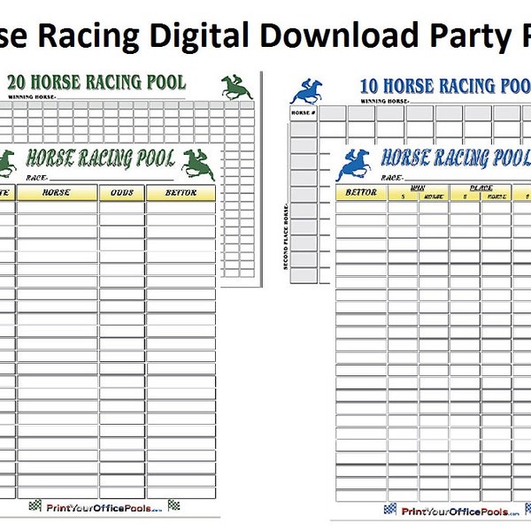 Horse Racing Party Betting Pack Printable for Kentucky Derby Belmont Stakes Preakness Breeders Cup Pools Place Your Bets on Race Slip Cards