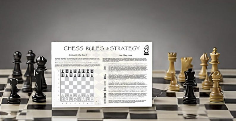 Chess Set Rules & Piece Move Strategy Cheat Sheet | Laminated 11x17 ...