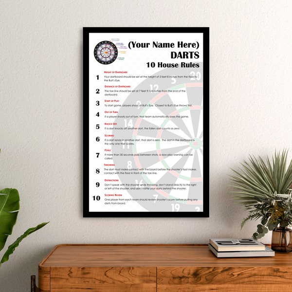 Dart Rules Etsy