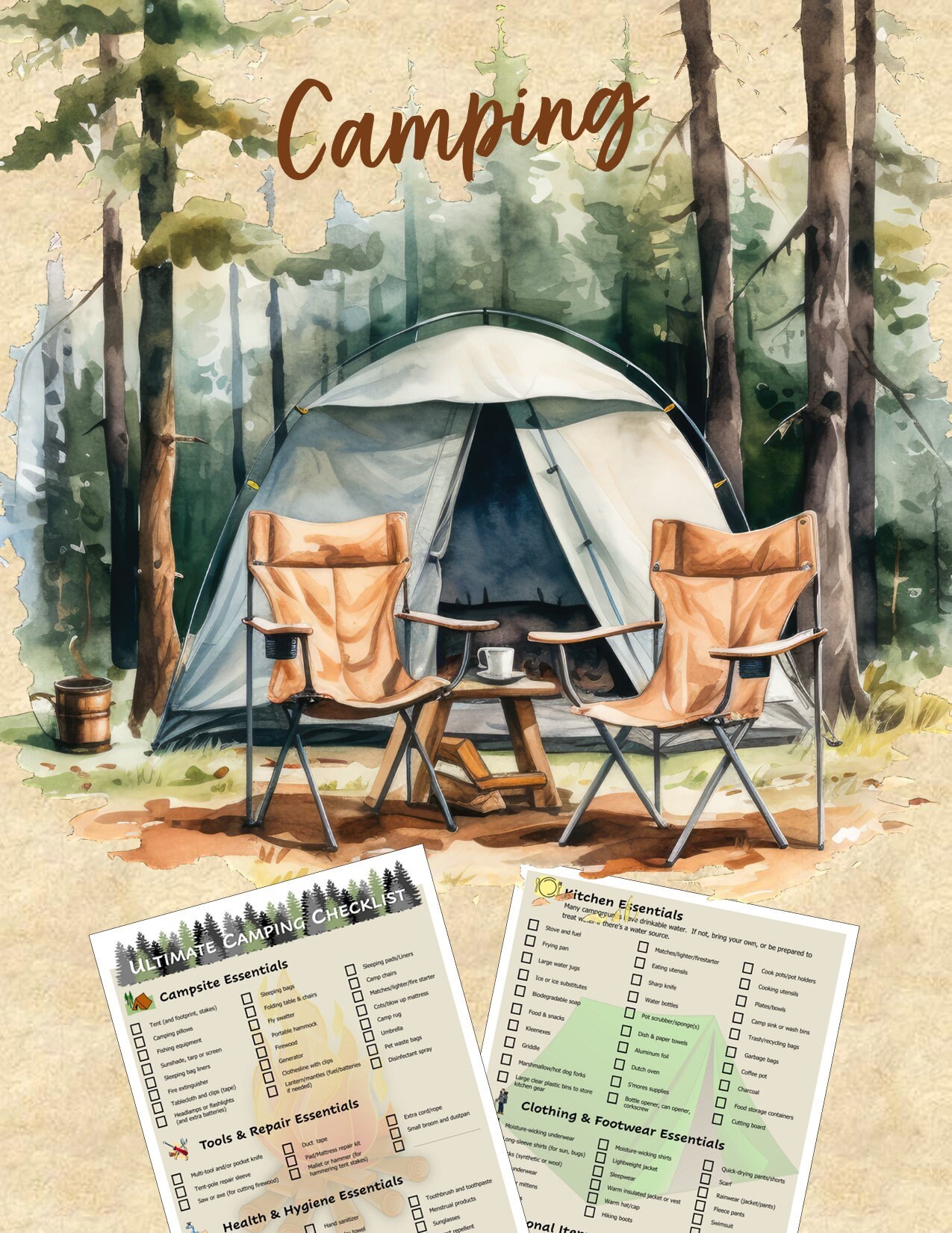 Ultimate Camping & Hiking Tent Gear Packing Checklist Planner -double ...