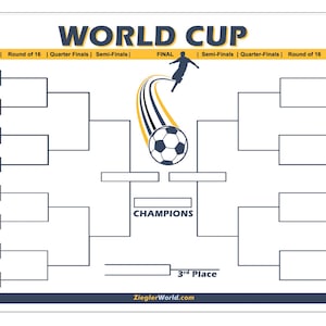 2026 World Cup Soccer - Football Reusable Tournament Bracket to track the FIFA games