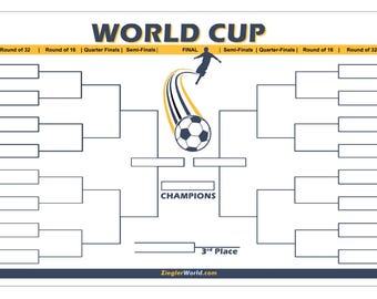 World Cup Soccer Football 2026 Tournament Erasable 32 Team Playoff Reusable Bracket Tracker Chart Poster + Dry Erase Marker -Men's Tourney!