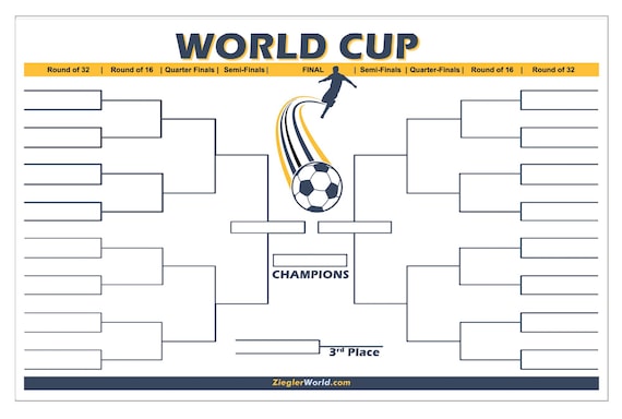 World Cup Soccer - Football 2026 Tournament Erasable 32 Team Playoff Reusable Tournament Bracket Tracker Chart Poster + Dry Erase Marker!