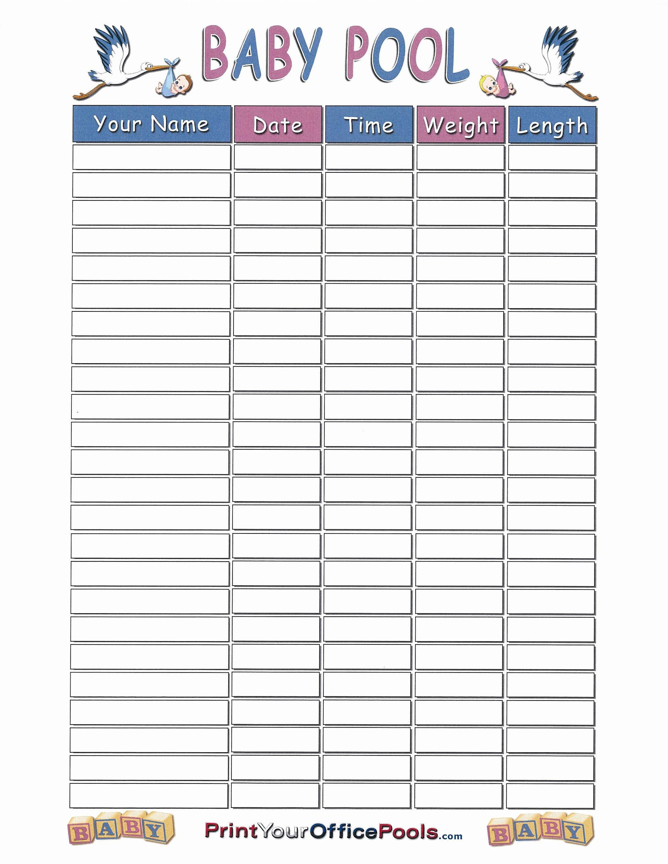 Baby Pool Chart