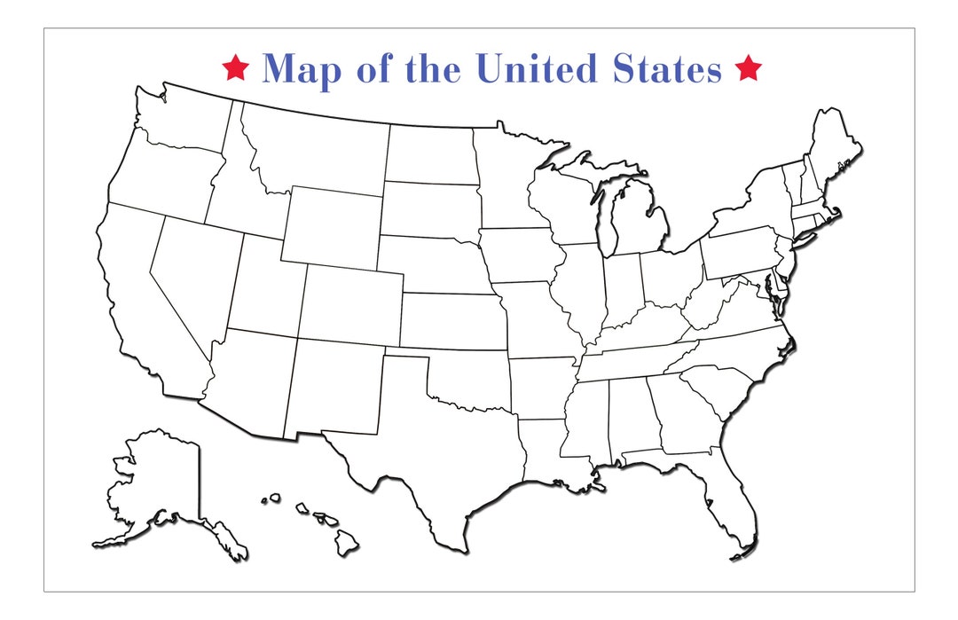 Blank 50 United States Outline Map Poster Laminated | Blank Wall Map ...
