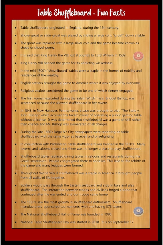 Printable Table Shuffleboard Rules Decorations I Can Make