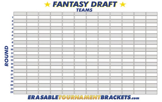 2023 FANTASY DRAFT Kit Board - Holds 12 Teams 22 Rounds - Reusable With  Marker - Football Baseball Basketball Hockey NASCAR Soccer