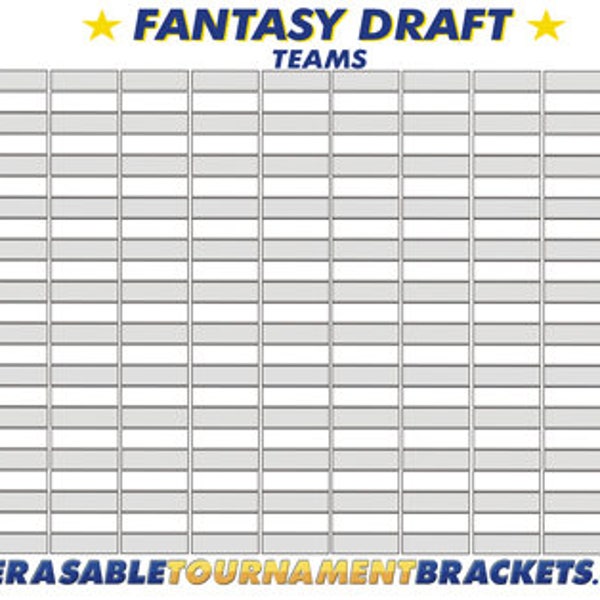 2023 FANTASY DRAFT Kit Board - Holds 12 Teams 22 Rounds - Reusable With Marker - Football Baseball Basketball Hockey NASCAR Soccer