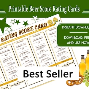Cartão de pontuação de degustação de cerveja para impressão - Perfeito para festas - Super Bowl de cervejaria artesanal - Futebol - Download instantâneo