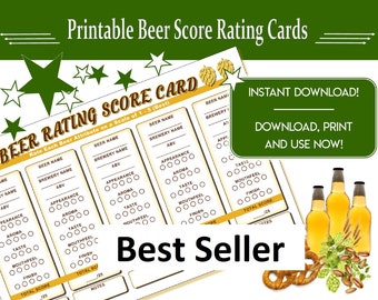 Printable Beer Flight Rating Score Card  Tasting Score Sheet - Perfect for Parties - Craft Brewery Super Bowl - Football - Instant Download