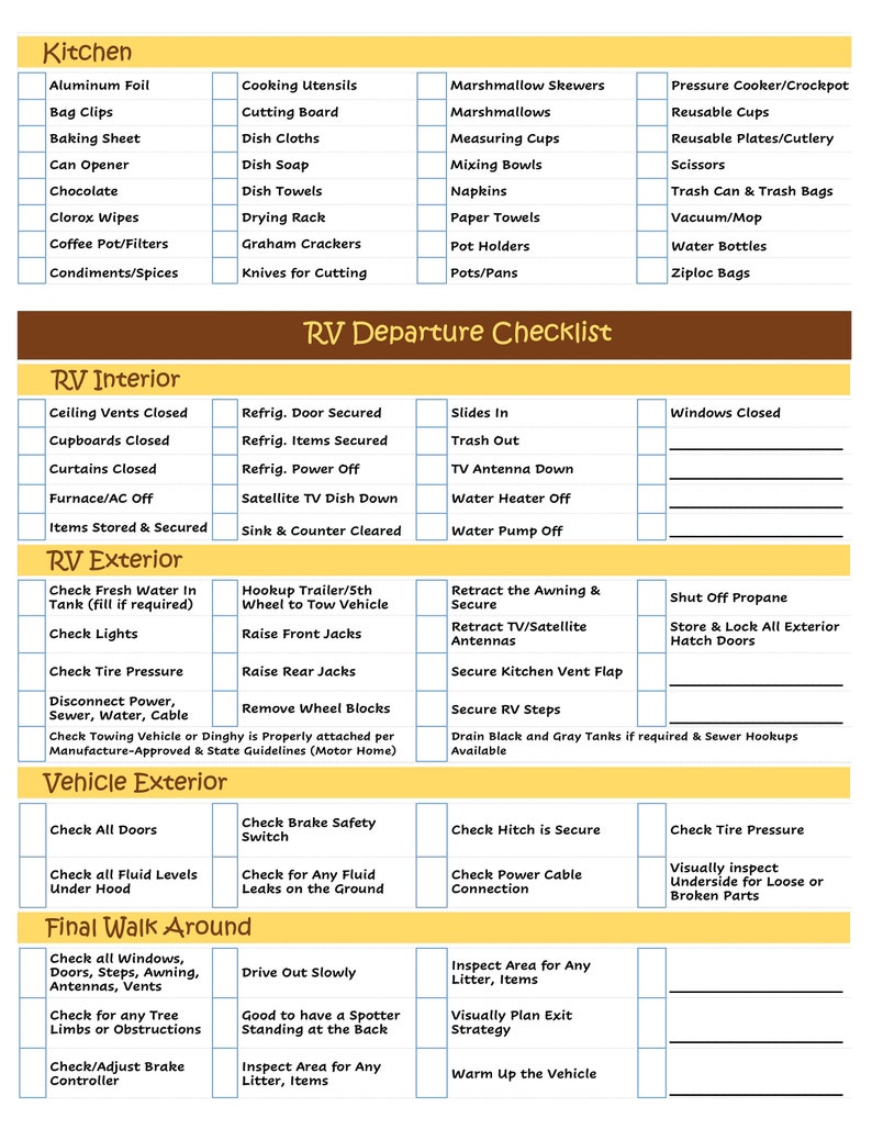 Ultimate RV Packing List Checklist Digital Download Printable Never Forget Supplies Double Sided Make Packing A Stress Free Vacation image 2