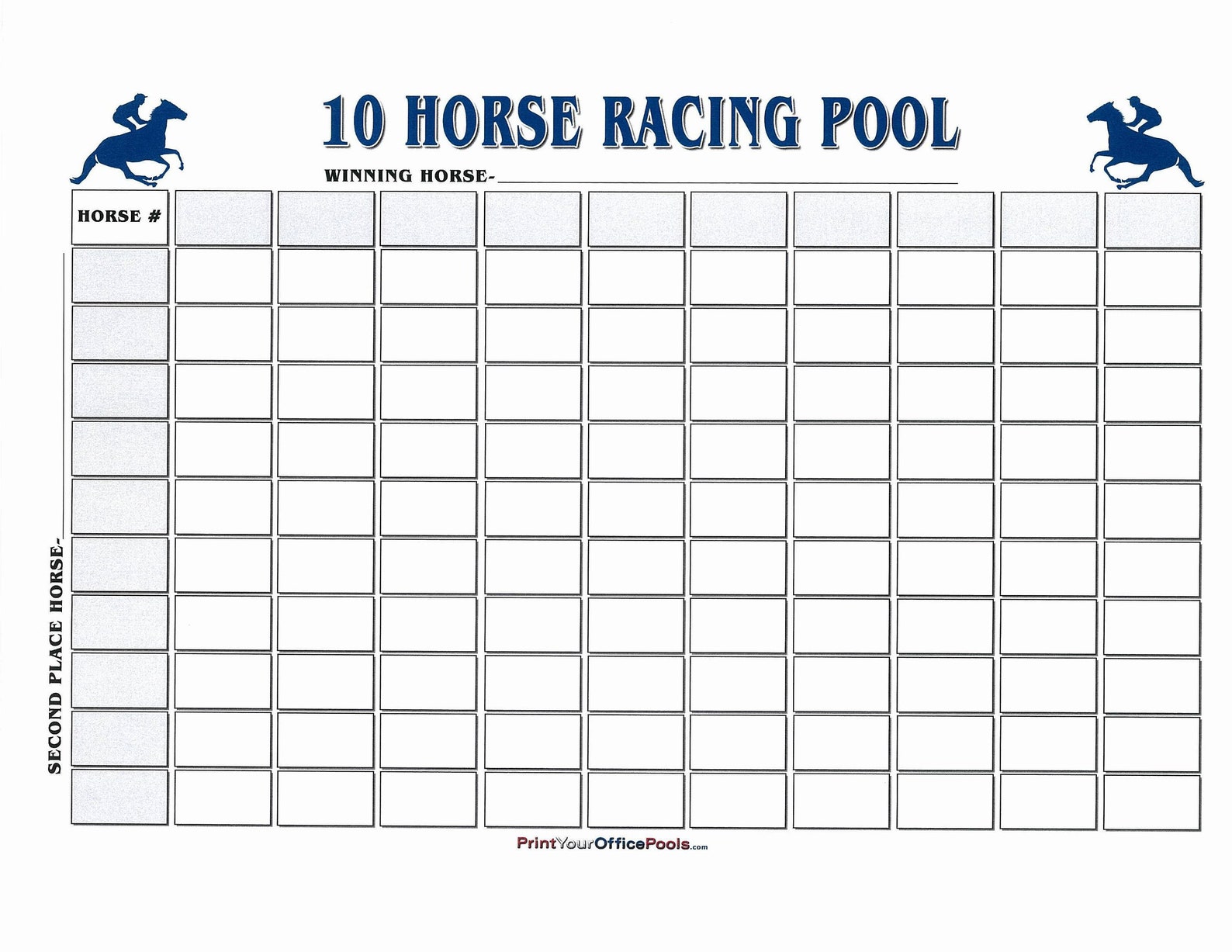 22x34-erasable-ten-horse-100-square-racing-betting-box-pool-etsy