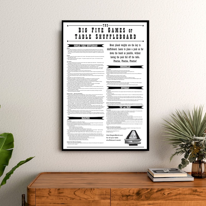 Shuffleboard Rules - Etsy