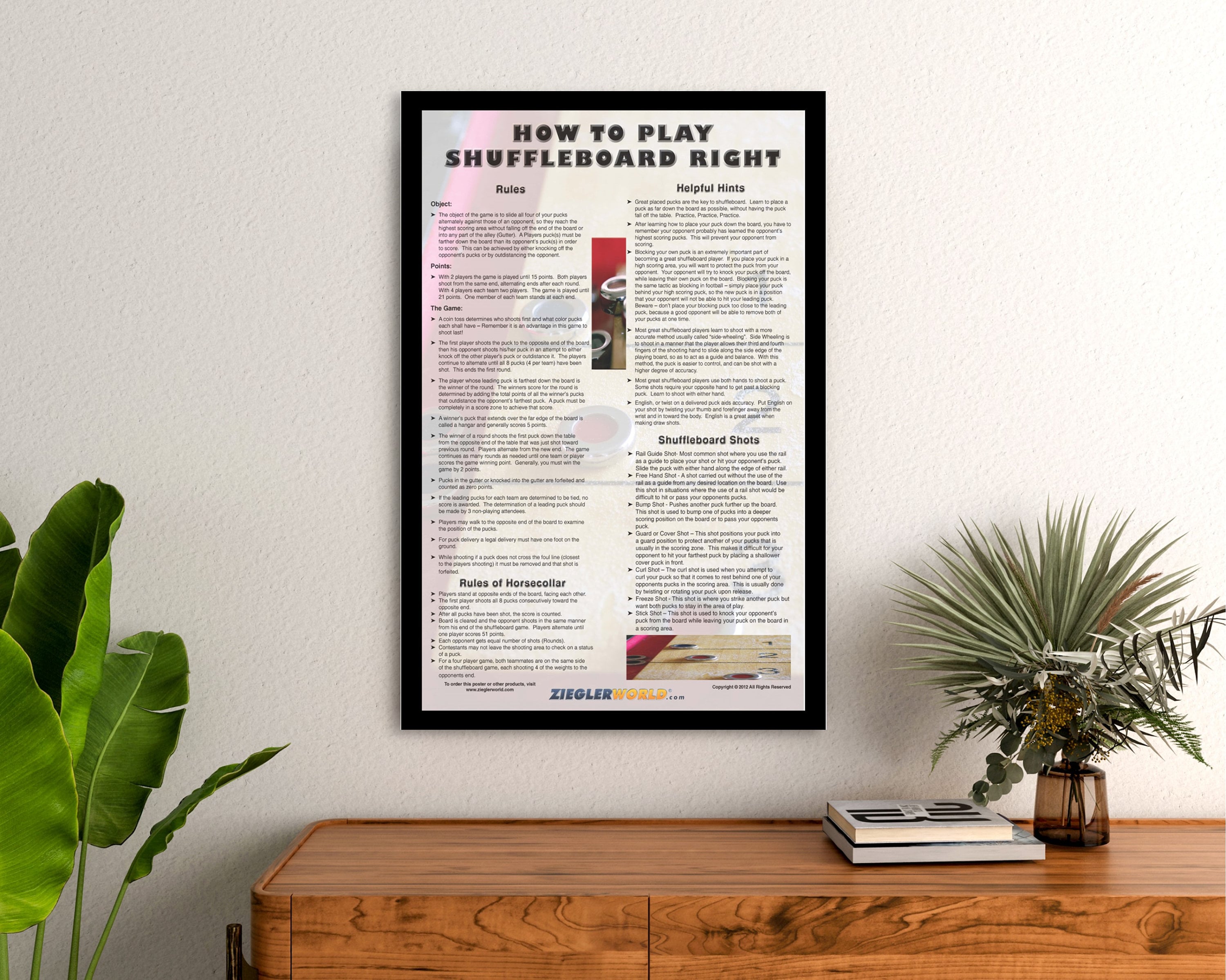 Póster Shuffleboard: Conocimiento Y Estrategia – Decoración Art Decó Para Tu Sala De Juegos O Bar
