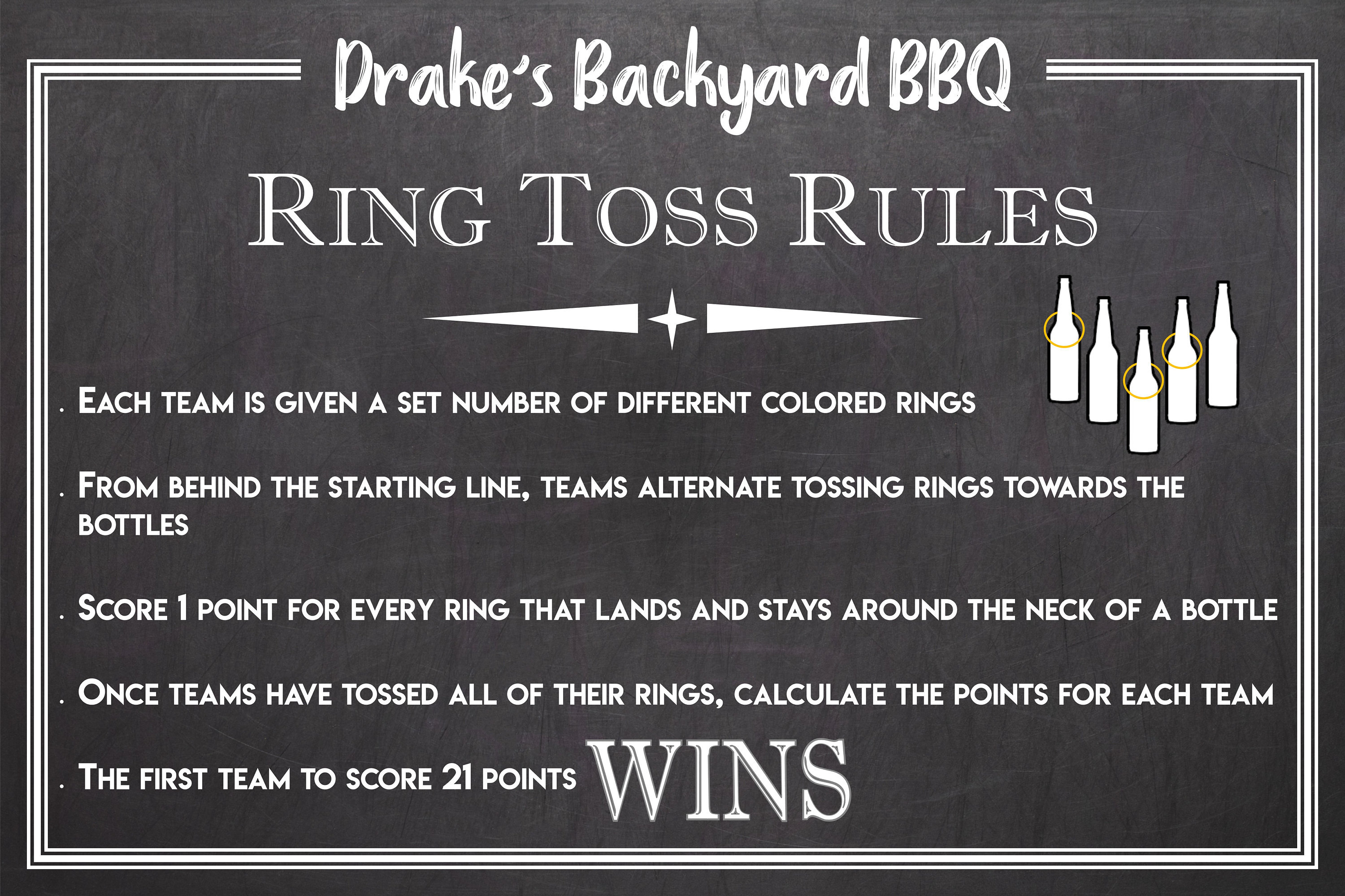 Custom Vintage Looking Ring Toss Sign Rules Yard Game Sign Outdoor 