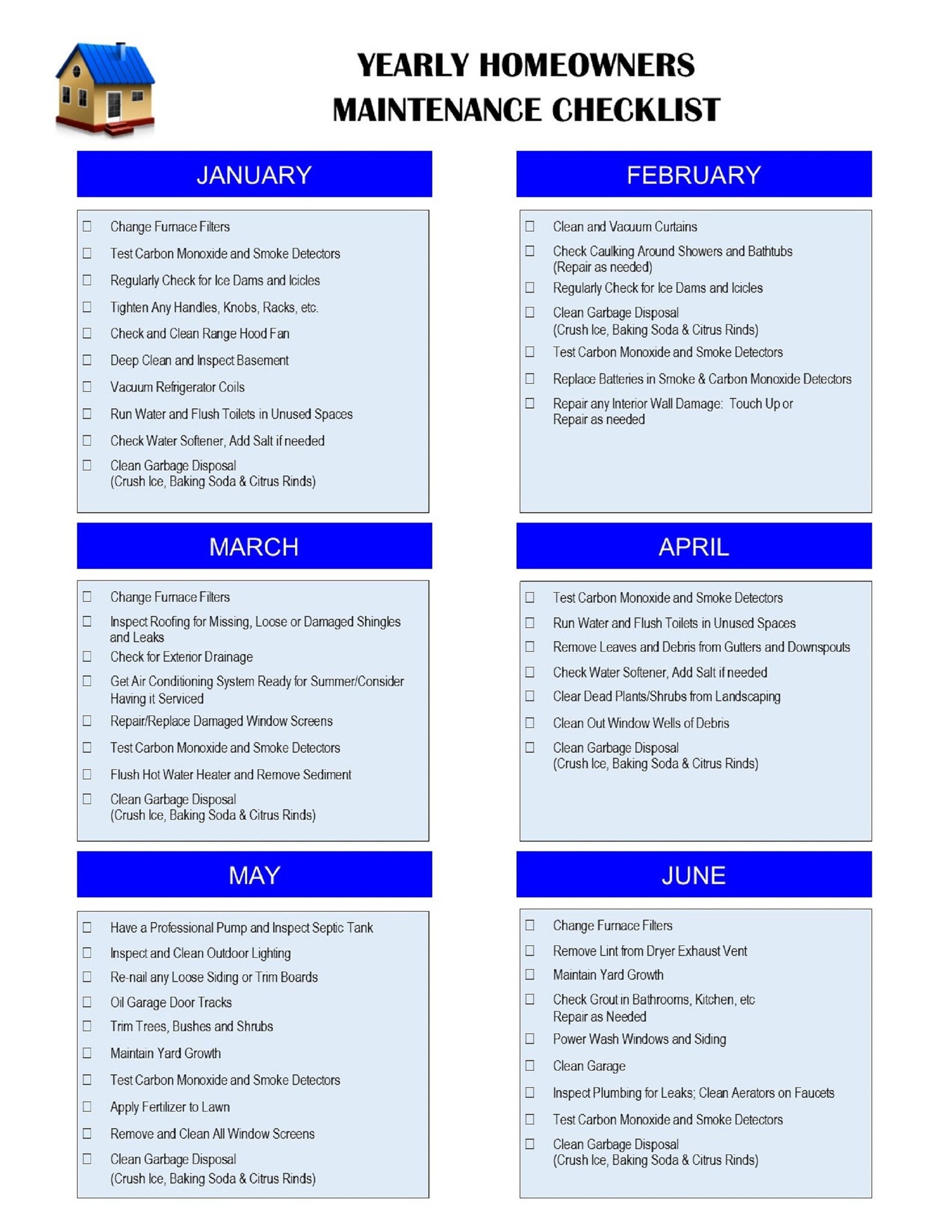 Laminated Home Maintenance Monthly Checklist Perfect For Landlord Or laminated-home-maintenance-monthly-checklist-perfect-for-landlord-or