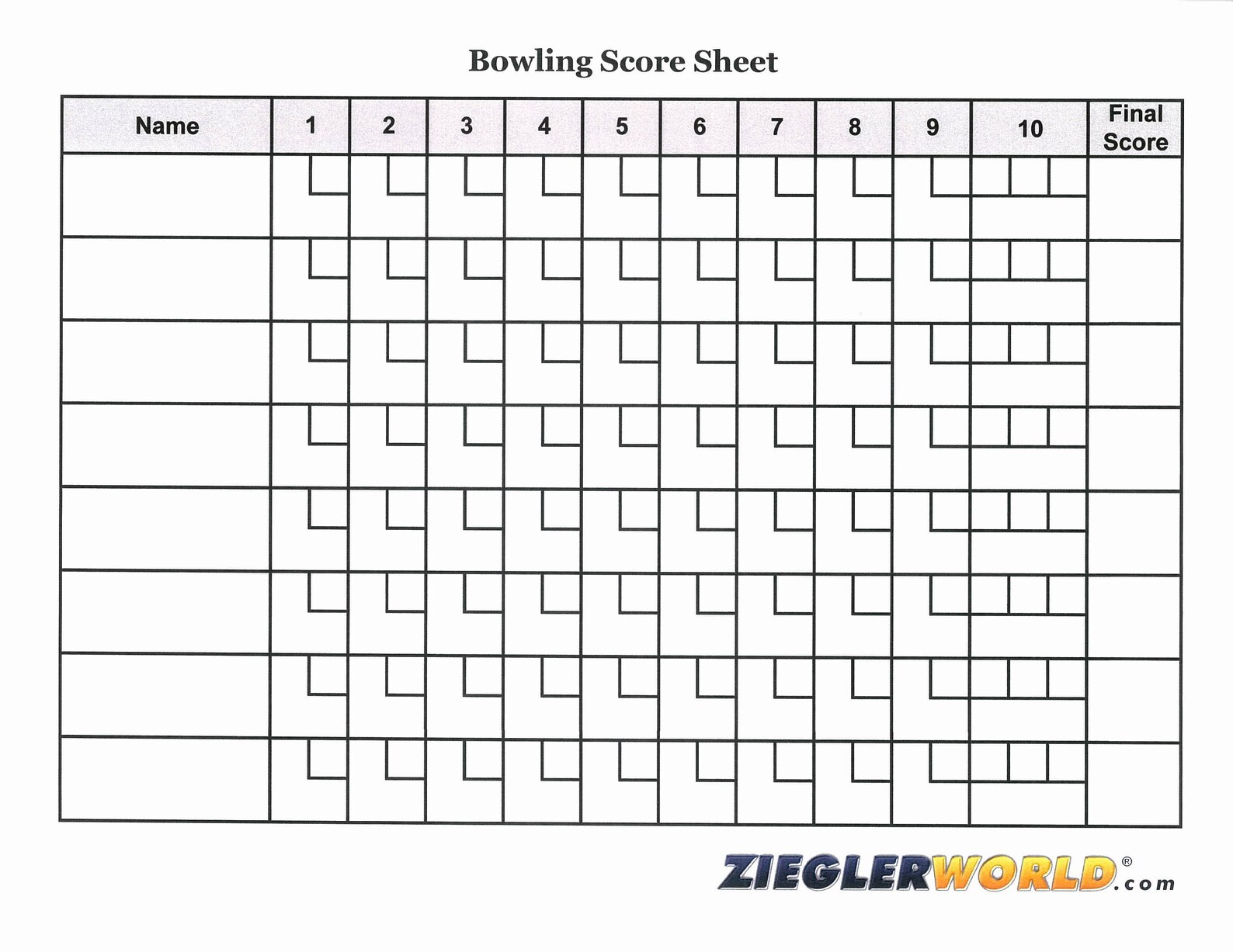 Bowling Score Sheet Printable