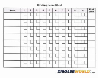Bowling Scorecard - Téléchargement numérique imprimable - Gardez le score facilement ! Parfait pour les jeux de bowling à la maison ou dans le jardin – Feuille de pointage.