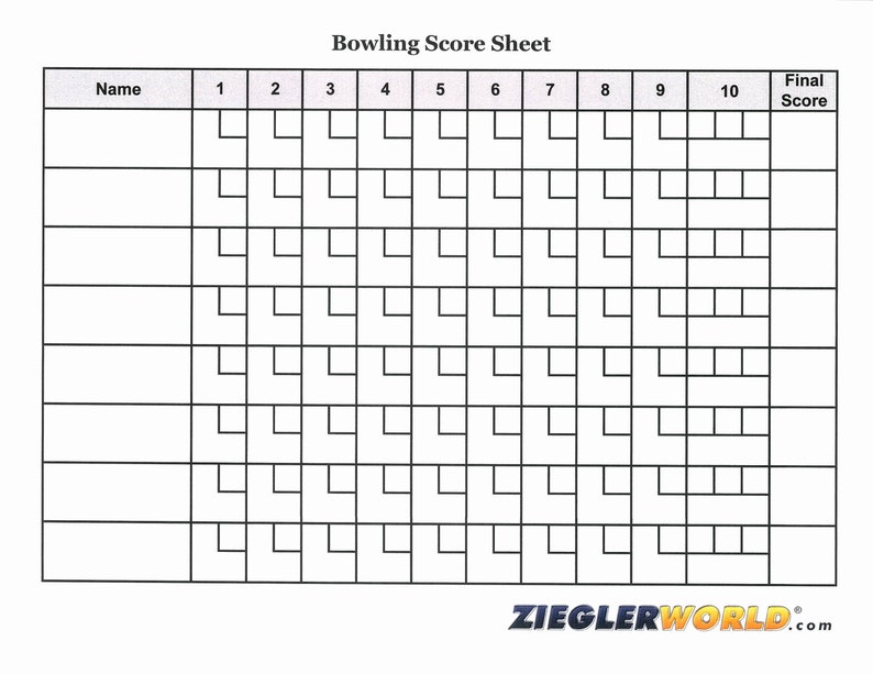 Bowling Scorecard Digital Download Printable Keep Score Etsy