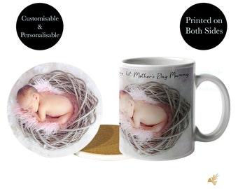 Personalised ceramic mug and coaster set. Personalised photo mug with coaster, Custom photo mug, 50th Birthday gift for men, 80th birthday