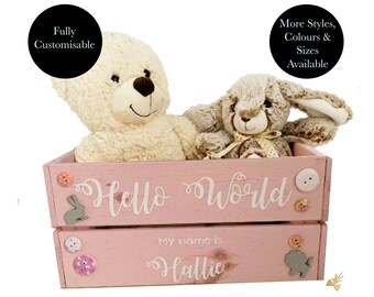 Personalised wood baby memory box, Baby memory box personalised, Large keepsake box, Personalised wood baby box, Babys first birthday box