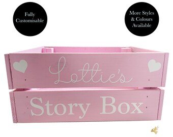 Personalised kids book storage crate, Custom kids storage box, Baby shower gift, First birthday gift for girls, 1st birthday gift for boys