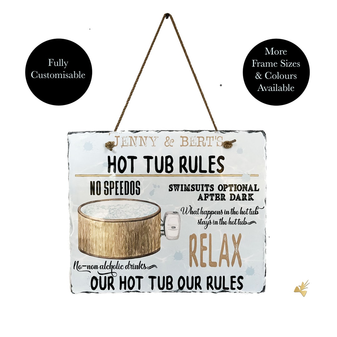 Custom Hot Tub Sign, Hot Tub Rules Sign, Personalised Hot Tub Sign, Hot Tub Plaque, Custom