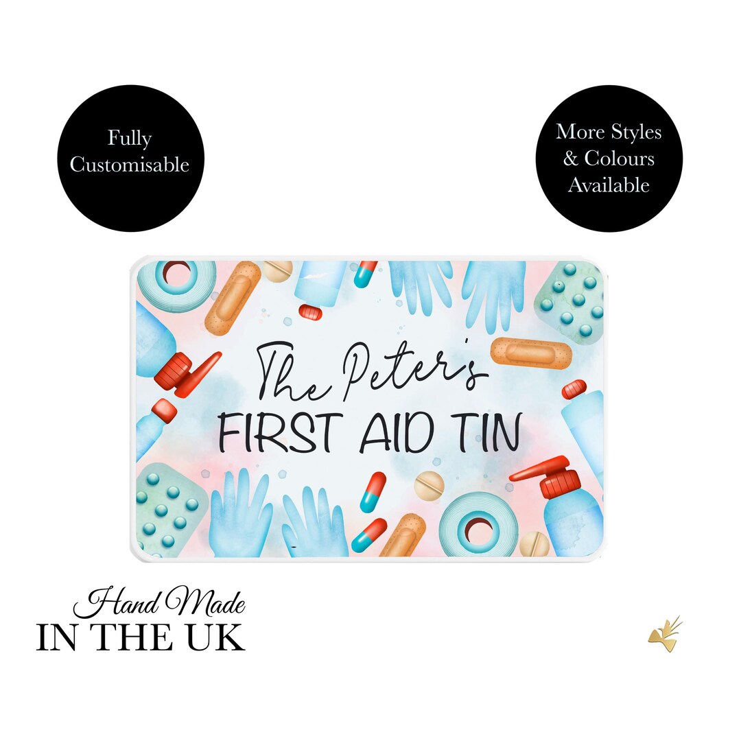 Travel First Aid Tin, Personalised First Aid Tin, Custom Name Medical ...