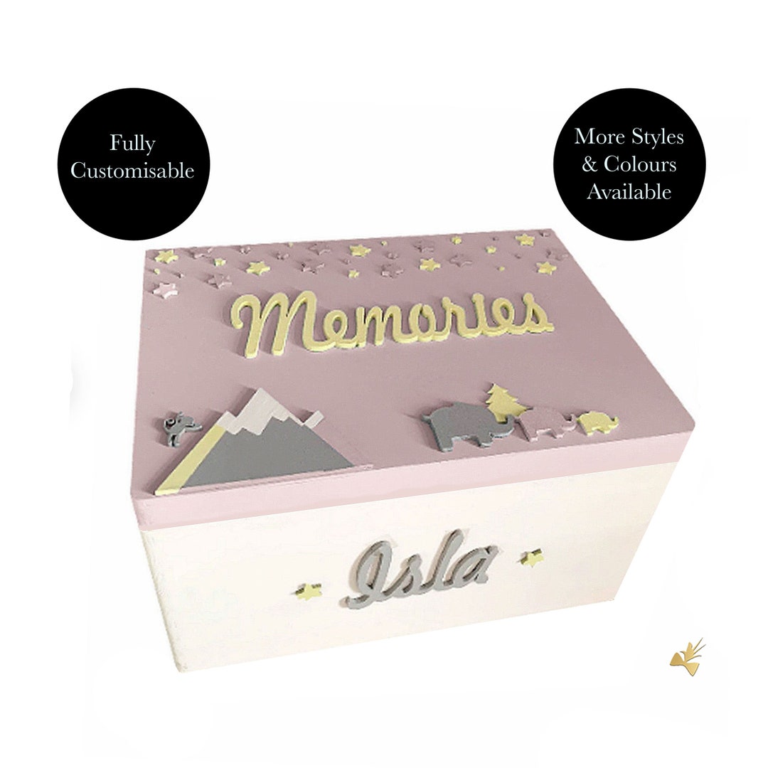Wood Memory Box, Personalised Baby Memory Box, Baby Keepsake Memory Box
