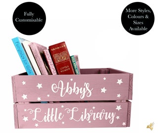 Custom Kids Book Storage Crate, Personalised Baby Shower Gift, Unique First Birthday Box for Girls and Boys