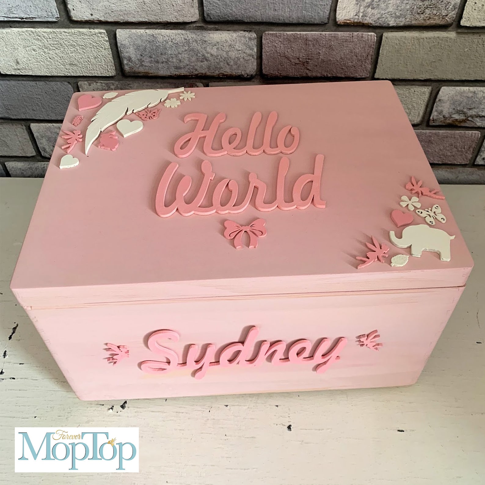 Personalised baby girl memory box with animal shapes Large Etsy