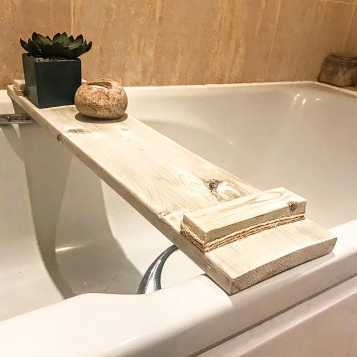 Personalised bath caddy Custom wood bath caddy Rustic bath Etsy