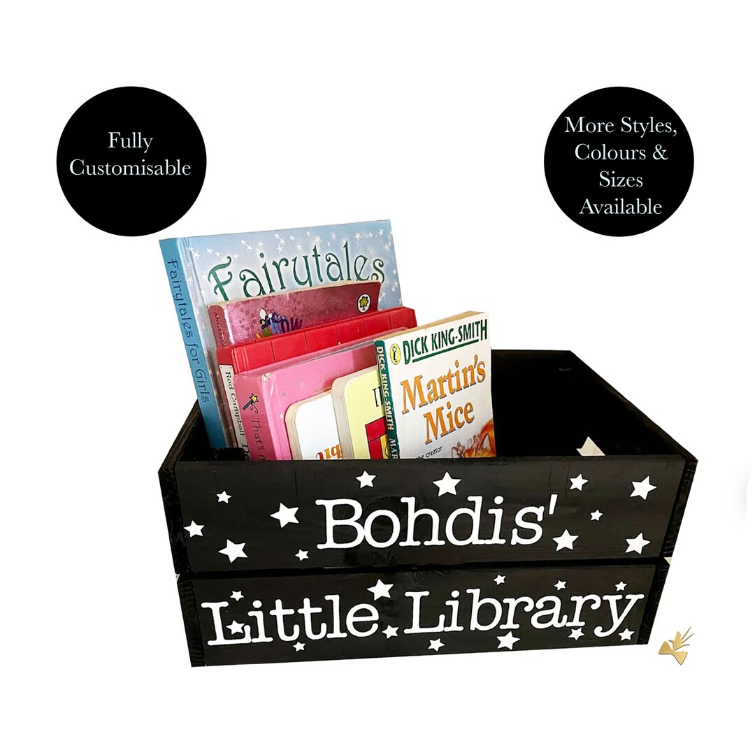 Personalised Kids Book Storage Crate, Custom Kids Storage Box, Book