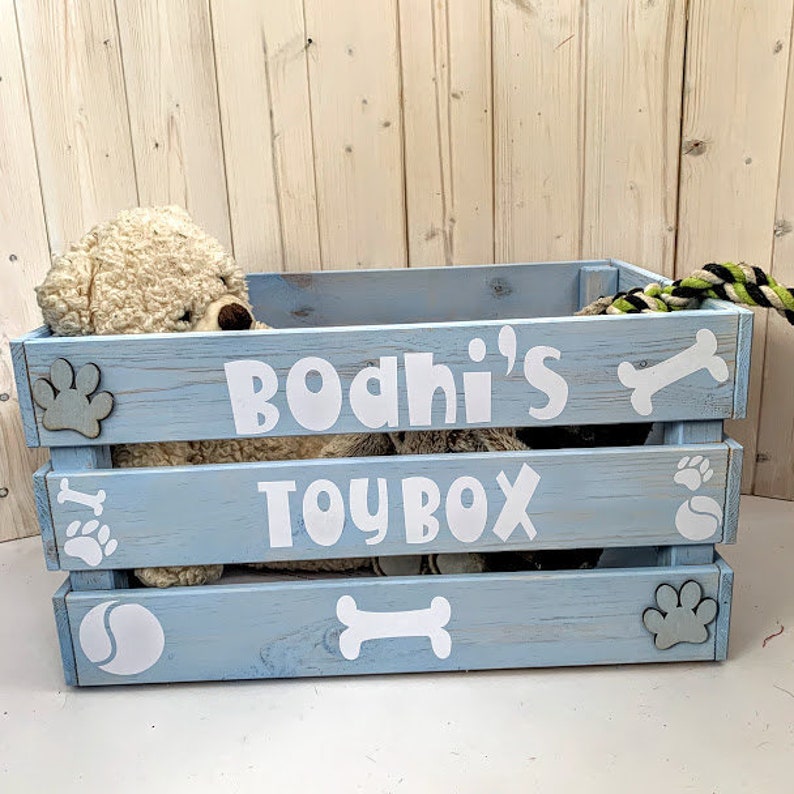 personalised wooden dog toy box
