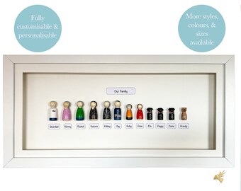 Personalized Peg Doll Family Portrait: Unique Wedding, Housewarming, Anniversary Gift for Blended Families