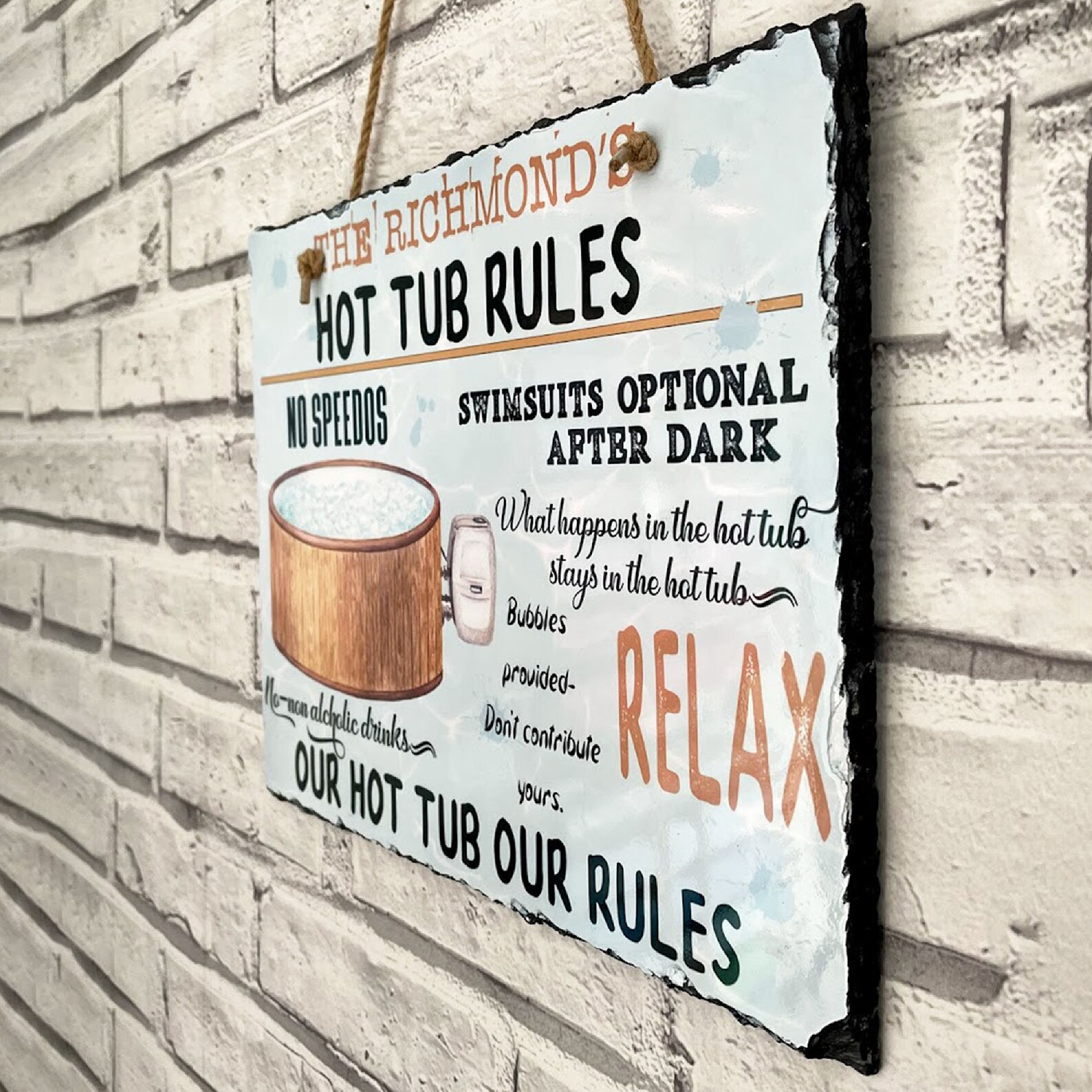 Hot tub rules sign Custom hot tub sign Personalised hot tub Etsy