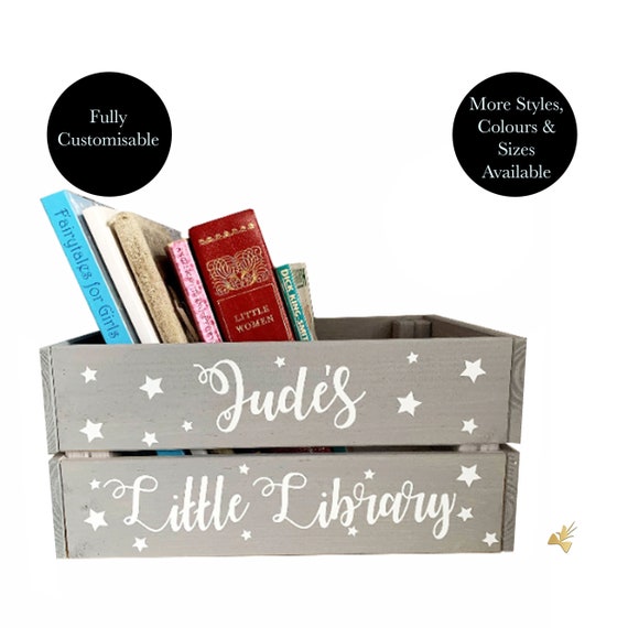 Personalised kids book storage crate, Custom kids storage box, Baby shower gift, First birthday gift for girls, 1st birthday gift for boys