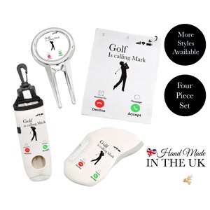 Personalised Modern Golf Gift Set: Custom Accessories for Bag, Women, Best Man - Pitch Repairer Included