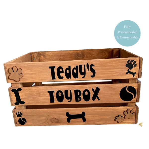 Personalised dog toy storage box, Personalised cat toy box, Personalised dog crate, Personalised pet toy box,Dog birthday gift,Gift for dog