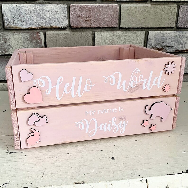 Personalised wood baby memory box Baby memory box Etsy
