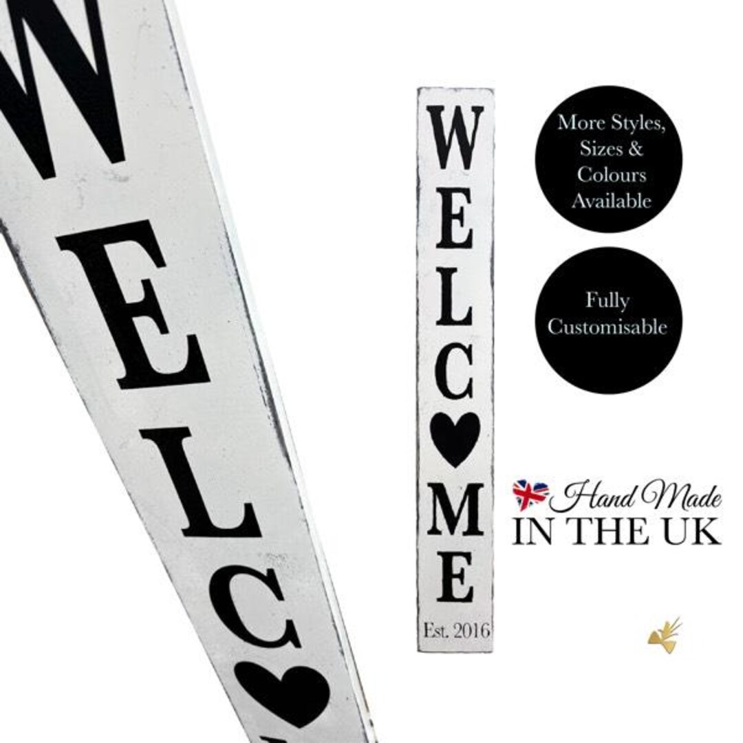 Custom Vertical Welcome Sign With Weathered Rustic Finish - Perfect ...