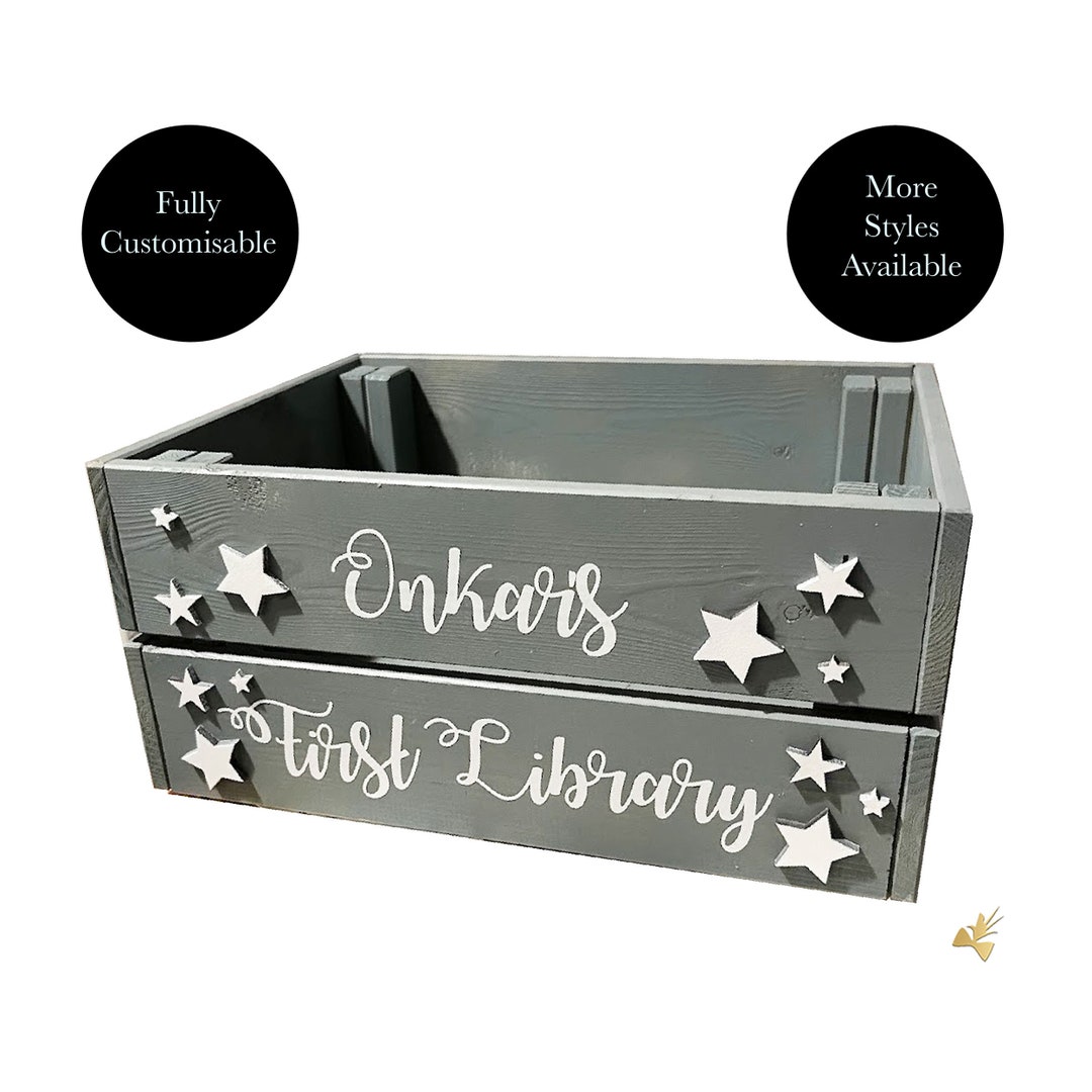 Personalised Kids Book Storage Crate, Custom Kids Storage Box, Book