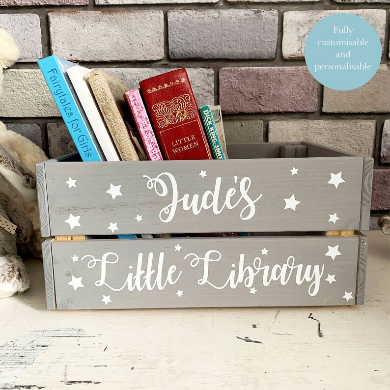 Personalised Kids Book Storage Crate Custom Kids Storage Box Etsy UK