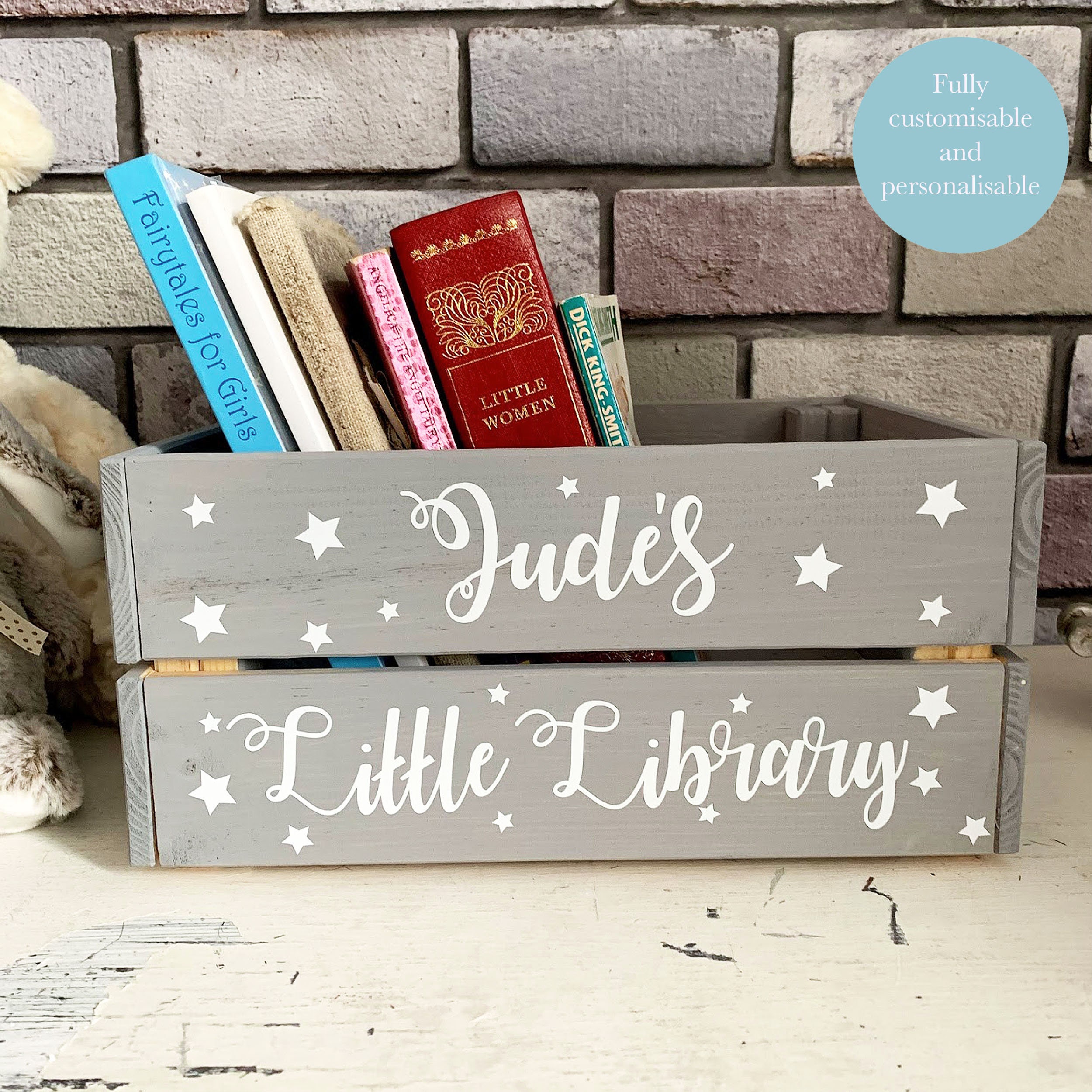 Personalised Kids Book Storage Crate Custom Kids Storage Box Etsy UK