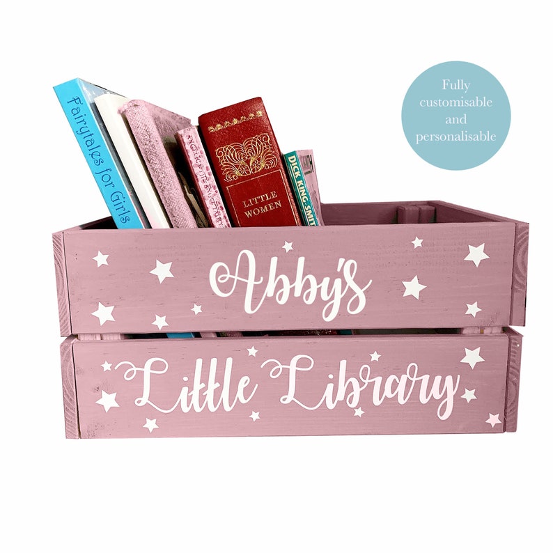 Personalised Kids Book Storage Crate Custom Kids Storage Box Etsy UK