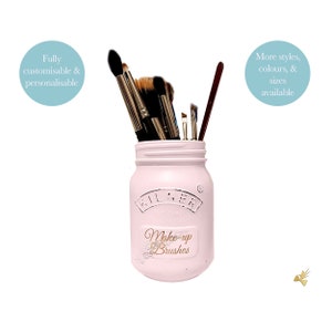 Personalised makeup brush holder, Personalised Kilner jar, Custom mason jar storage, Personalised gifts for teenage girls, Make-up brush jar