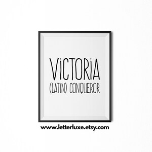 Victoria Name Meaning Art, Printable Baby Shower Gift, Nursery Printable Art, Digital Print, Party Art, Nursery Decor, Typography Wall Decor