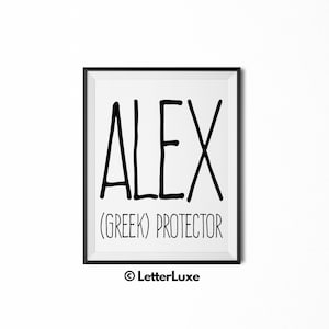 Alex Name Meaning Art, Alex Gift, Printable Baby Shower Gift, Nursery Printable Art, Digital Print, Nursery Decor, Typography Wall Decor